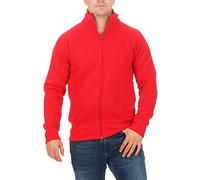 Mivaro Herren Sweatjacke Rot Größe 3XL - sportliche Jacke ohne Kapuze mit Stehkragen - warme Sweatjacke Baumwollmix - innen weich angeraut - Regular Fit mit Zwei-Wege Reißverschluss - bis 5XL