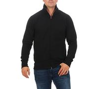 Mivaro Herren Sweatjacke Schwarz - Klassische Herren Sweatshirtjacke ohne Kapuze - mit Stehkragen und Zwei-Wege Reißverschluss - Baumwollmischung 300gsm - Fleece gefüttert - Regular Fit - Größe XXL