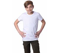 Mivaro Jungen T-Shirt Kurzarm Basic Shirt einfarbig Uni Shirt, Größe:134/140, Farbe:Weiß