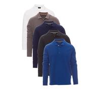 Mivaro Polohemd Herren Langarm Poloshirt 5er Pack Größe XL Weiß/Anthrazit/Dunkelblau/Schwarz/Blau Regular Fit Baumwolle Kragen Knopfleiste pflegeleicht komfortabel große Größen vielseitig tragbar