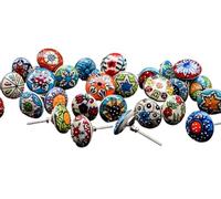 Mix aus Keramik knäufen im Vintage-Look, Blumendesign, Griffe für Türen, Schränke, Schubladen, 20 Stück