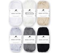 Mix Set - Basic Cotton Pro Lana - 100% Baumwolle 6x50g Häckelgarn (Black/White Mix)