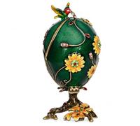 MIXDOM Ostergeschenke für Kinder, Mädchen, Kolibri auf Fabergé-Ei, Schmuckkästchen, handbemalt, dekorative Box mit Scharnierdeckel, Ringohrringhalter, Vogelfigur, Sammlerstück