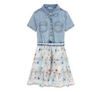 MIXED FABRIC SS DRESS W/BELT 152