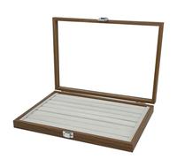 mixed24 Holz Ringlade Ringe Ringbox Ringkoffer Schmucklade Schmuckkoffer Schmuckbox Ringdisplay Aufbewahrungsbox Deckel mit Echtglas