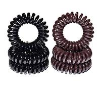 Miya® 6er Set hochwertige Haargummi in schwarz und braun, je 3 stücke, elastisch Telefonkabel, Mini Kunststoff-Spirale, Telefonhaargummi, Haarschmuck, Armband