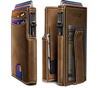 miyozi Herren-Geldbörse, mit Geldklammer, Münzfach, Ausweisfenster, schlanke Vordertasche, RFID-blockierend, Pop-Up-Kartenhalter, 9,9 x 6,9 cm, in Geschenkbox, Red Brick047, Einheitsgröße