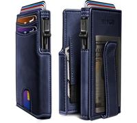 miyozi Herren-Geldbörse, mit Geldklammer, Münzfach, Ausweisfenster, schlanke Vordertasche, RFID-blockierend, Pop-Up-Kartenhalter, 9,9 x 6,9 cm, in Geschenkbox, Purplish Blue104, Einheitsgröße