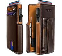 miyozi Herren-Geldbörse, mit Geldklammer, Münzfach, Ausweisfenster, schlanke Vordertasche, RFID-blockierend, Pop-Up-Kartenhalter, 9,9 x 6,9 cm, in Geschenkbox, Burnt Umber023, Einheitsgröße