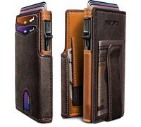 miyozi Herren-Geldbörse, mit Geldklammer, Münzfach, Ausweisfenster, schlanke Vordertasche, RFID-blockierend, Pop-Up-Kartenhalter, 9,9 x 6,9 cm, in Geschenkbox, Burnt Umber103, Einheitsgröße