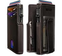 miyozi Herren-Geldbörse, mit Geldklammer, Münzfach, Ausweisfenster, schlanke Vordertasche, RFID-blockierend, Pop-Up-Kartenhalter, 9,9 x 6,9 cm, in Geschenkbox, Sauce Coffee048, Einheitsgröße,