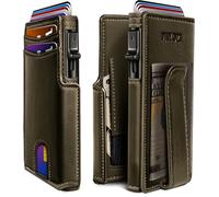 miyozi Herren-Geldbörse, mit Geldklammer, Münzfach, Ausweisfenster, schlanke Vordertasche, RFID-blockierend, Pop-Up-Kartenhalter, 9,9 x 6,9 cm, in Geschenkbox, Olive054, Einheitsgröße, Minimalistisch