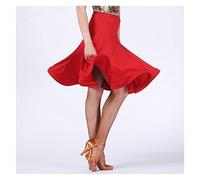 MIYYO Damen Latein Tanzröcke Big Swing Dance Kurzer Skirt Für Cha Cha Rumba Samba,Tanz Kostüm Für Training Wettbewerb Party Performance (Color : Red, Size : M)