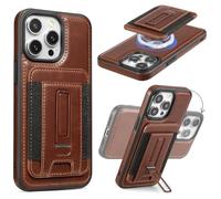 Mizi 3-in-1 Mag Safe Wallet with Stand & Ring Grip, Strong Magnetic Vegan Leather Card Holder, RFID Blocking, Holds 5 Cards, for iPhone 17/16/15/14/13/12 Series (Not for 13/12 Mini) - Black