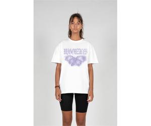MJ GONZALES Damen T-Shirt MJG Heavy Oversized Tee Ladies Butterfly Illusion MJG11916 White-XS