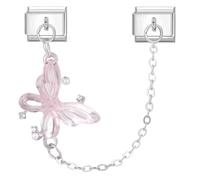 MJARTORIA Italian Charm Bracelet Charms Anhänger Silber Abnehmbar 9mm Edelstahl Bunt Module für Italienische Armband Glieder Charms Armbänder Geschenk für Damen Mädchen Rosa