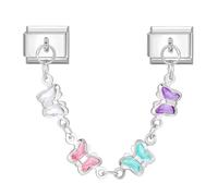 MJARTORIA Italian Charm Bracelet Charms Anhänger Silber DIY Abnehmbar 9mm Edelstahl Module für Italienische Armband Glieder Charms Armbänder Geschenk für Damen Mädchen Bunt Schmetterling