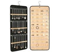 MJFENDAI Schmuck Organizer Hängend, Schmuckaufbewahrung mit Aufhänger, Doppelseitige Schmuckhalter für Ohrringe Ringe Halsketten an Schrank, Tür, Wand, 1 Stück