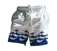 MJGkhiy Badehose für Herren, schnell trocknend, Hawaii, Strandshorts mit Tasche und Kordelzug, lässig, Badehose, Sportshorts für Schwimmbad, Surfen, Schwimmen, Urlaub, Weiß, 56