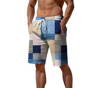 MJGkhiy Badeshorts für Herren, schnell trocknend, atmungsaktiv, Bermuda Swim Shorts mit Netzfutter, Sommer, Badeshorts, Fitnessstudio, Surfen, Schwimmen, Urlaub, blau, L