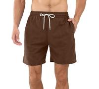MJGkhiy Badeshorts Herren Lang Quick Dry Sommer Bermuda Swim Shorts mit Tasche und Kordelzug Casual Badehose Sportshorts zum Schwimmen Pool Surfen Urlaub, braun, Medium