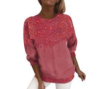 MJGkhiy Bluse Damen Elegant Pailletten Curvy Glitzer Tee Blusen Casual Tunika Neujahr Cocktailhemd V-Ausschnitt T-Shirt Zeremonie T-Shirt Übergrößen Kleidung Angebote, rot, 54