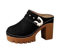 MJGkhiy Damen-Hausschuhe für den Sommer, geschlossen, bequem, elegant, Plateau-Sandalen mit breitem Absatz, atmungsaktiv, orthopädische Mode, Slides mit hohem Absatz, rutschfest, Slip on Hausschuhe