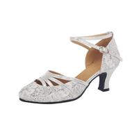 MJGkhiy Damen Latein Salsa Tanzschuhe Geschlossene Professionelle High Heels Pumps Kleid Tanzschuhe Riemchenpumps Spitze Zehenpartie Bequeme Ballsaal Party Salsa Tanzübung Performance Schuhe
