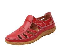 MJGkhiy Damen-Sandalen für den Sommer, bequem, elegant, geschlossene Zehenpartie, orthopädisch, aus Leder, sportlich, lässig, römisch, Plateau-Sandalen, leicht, atmungsaktiv, rutschfest