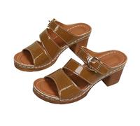 MJGkhiy Damen-Sandalen mit hohem Absatz, Sommer, bequem, orthopädisch, Slip on Slides für Zeremonie, elegante offene Zehen, Plateau-Sandalen mit breitem Absatz, modisch, rutschfest, aus atmungsaktivem