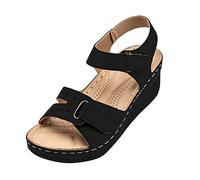 MJGkhiy Damen-Sandalen Orthopädisch Sommer Elegant Adjustable Rissverschluss Trekking Sandalen Vintage Mode Wedge Schuhe Leichte Weiche Offene Zehe Sportsandale Angebot Reißverschluss, Schwarz , 38 EU