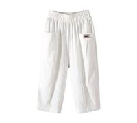 MJGkhiy Damenhose 3 Viertel Große Größen Leichte Caprihose Mode Hose Breites Bein Kordelzug Casual Curvy Caprihose Cropped mit Taschen Kurze Hose Baggy Haremshose, Weiß, XXL