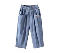 MJGkhiy Damenhose 3 Viertel Große Größen Leichte Caprihose Mode Hose Breites Bein Kordelzug Casual Curvy Caprihose Cropped mit Taschen Kurze Hose Baggy Haremshose, blau, L