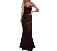 MJGkhiy Damenkleider, elegant, lang, kurvig, Glitzer, Silvester, Zeremonie, Pailletten, Kleid für Weihnachten, Karneval, Geburtstag, Abendkleid, Glitzer, Hochzeit, Kleider 2025, braun, L