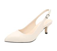 MJGkhiy Elegante Damenschuhe mit Sommerabsatz, niedrige Pumps, bequem, Slingback-Sandalen mit Absatz, Pumps, Zeremonie, Braut, geschlossene Sandalen, vorne klassische Sandalen, Angebot elegantes Kleid