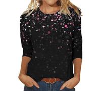 MJGkhiy Elegantes Damen-Oberteil mit Pailletten, große Größen, Langarm, Strass, Zeremonie, Curvy, Rundhals, T-Shirts, Silber, Glitzer, Abendbluse, Glitzer, Gold, Tops, Silvester, Khaki, Medium