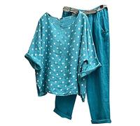 MJGkhiy Jumpsuit für Damen, komplettes Angebot aus Baumwolle, zweiteiliger Overall, elegantes Angebot, Overall für Damen, bequem, zum Spazierengehen, leichter Jumpsuit für Damen, blau, 50