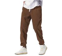 MJGkhiy Kirakuco Japanische Herrenhose, Cordhose für Herren, breit, Winter, mit Tasche, Bodybuilding, elegant, Hose mit Kordelzug, Jogging, Streetwear, elastisch, Baggy Trousers, braun, S