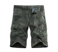 MJGkhiy Kurze Hose für Herren, Sommer, Vintage, Baumwolle, Cargo-Shorts, elegant, Cargo, Militär, klassische Shorts für Herren, Vintage, Bermudashorts, mit Arbeitstaschen, grün, XL