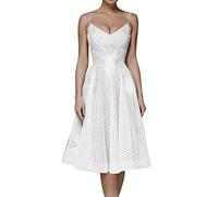 MJGkhiy Kurzes Kleid für Damen, Pailletten, Curvy, Abendkleid, elegant, grün, Weihnachtskleid, V-Ausschnitt, rotes, ärmelloses Kleid für Neujahr, Party, Goldene Brautkleider, Weiß, XL