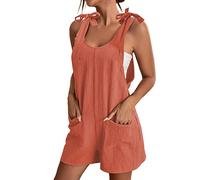 MJGkhiy Latzhose für Damen, Sommer, weich, Lätzchen, Jumpsuit, Hippie, Riemen, Jumpsuit, Damen, kurz, ärmellos, mit Blumen, Stil, Übergröße, locker, bequemer Overall für Damen, Sommer, kurz, elegant,