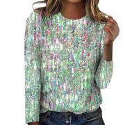 MJGkhiy Pailletten-T-Shirts für Damen, elegant, kurvig, langärmlig, Glitzer, Gold, Silvester, Bluse, Übergröße, Rundhalsausschnitt, Silberfarben, Strass, Hemd, Weihnachten, Glitzer, T-Shirts,