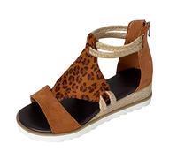 MJGkhiy Sandalen Damen Sommer Absatz Elegant Plateau Sandalen Abend Offene Zehe Platform Bequeme Casual Wedge Slingback Sandalen Bohemia Mode Brautsandalen Schmuck mit Absatz, braun, 38 EU