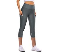 MJGkhiy Sportleggings für Damen, Push Up Capri-Leggings, elastisch, Anti-Cellulite, nahtlose Yogahose, weiche Mikrofaser, Kompression, Leggings, Trekking, Damen, Sommer, grau, S