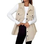 MJGkhiy Weste Damen Teddy Fleece,Ärmellose Teddyweste Herbst Winter Warm Teddyfell Westen Sherpa Fellweste Winterjacke Teddyfleece Western Leicht Daunenweste Fleeceweste mit Knöpfen Plüschweste