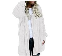MJGkhiy Winterjacke für Damen, Plüsch, Übergröße, Sherpa-Pullover, Morgenmantel, Cardigan mit Taschen, Teddy, flauschiger Mantel, Hoodie, elegantes Sweatshirt mit Kimono-Decke, Fleece, Hooded Jacket