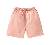 Mjjsk Chino-Shorts für Mädchen und Jungen, leger, einfarbig, elastische Taille, Schule, kurze Hose, Kinder, leichte Schlupfshorts mit Taschen, rose, 7-8 Jahre