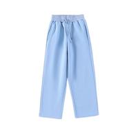 Mjjsk Jungen Sweatpants Casual Baggy Jogginghose Straight Wide Leg Schulhose Unisex Kinder Sport Klassisch Stilvolle Hosentaschen, himmelblau, 13-14 Jahre