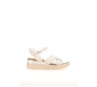 Mjus Keil-& Plateausandale T18026 in wollweiß /gold (Latte/Platino) Latte - Gr. - 39