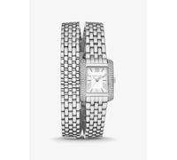 MK Armbanduhr Petite Emery Mit Doppelter Wicklung Im Silberton Mit Pavé - Silberton - Michael Kors